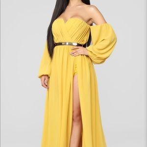 Fashion Nova Mustard Maxi Dress